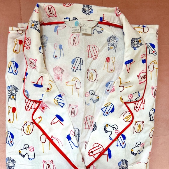 BODEN Phoebe Short PJ Shirt & Short Set in Dog Cartoon Print - Picture 5 of 9